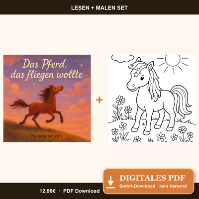 Bundle: Das Pferd das fliegen wollte – Bilderbuch + Ausmalbuch PDF