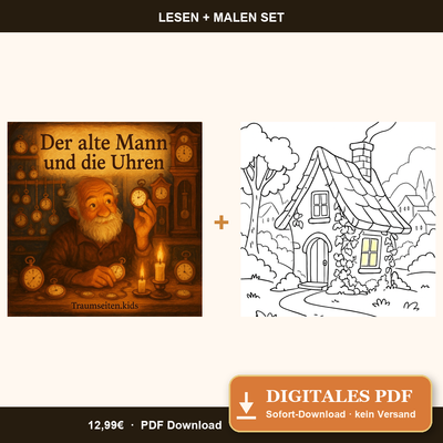 Bundle: Der alte Mann und die Uhren – Bilderbuch + Ausmalbuch PDF